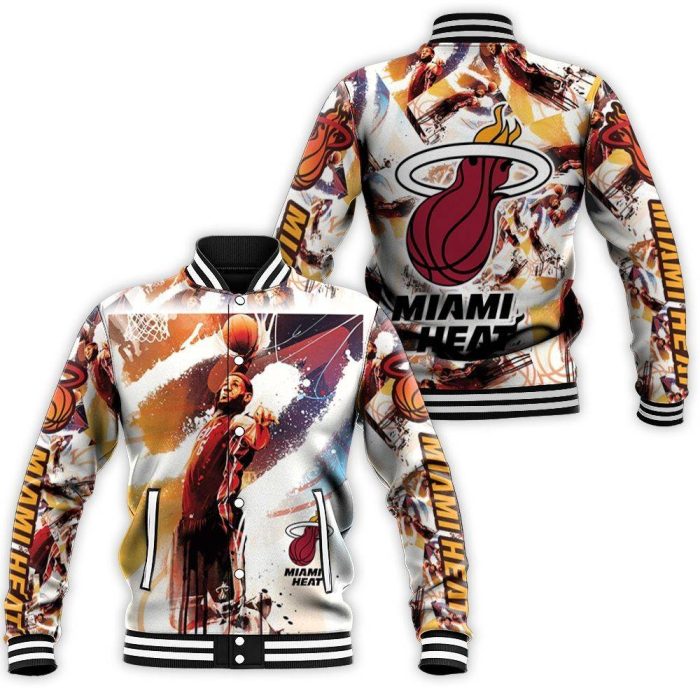 Lebron James 6 Miami Heat Legend Slam Dunk Watercolor For Fan Baseball Jacket