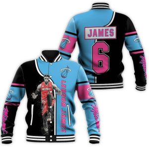 Lebron James 6 Miami Heat Legend Warm Up For Fan Baseball Jacket