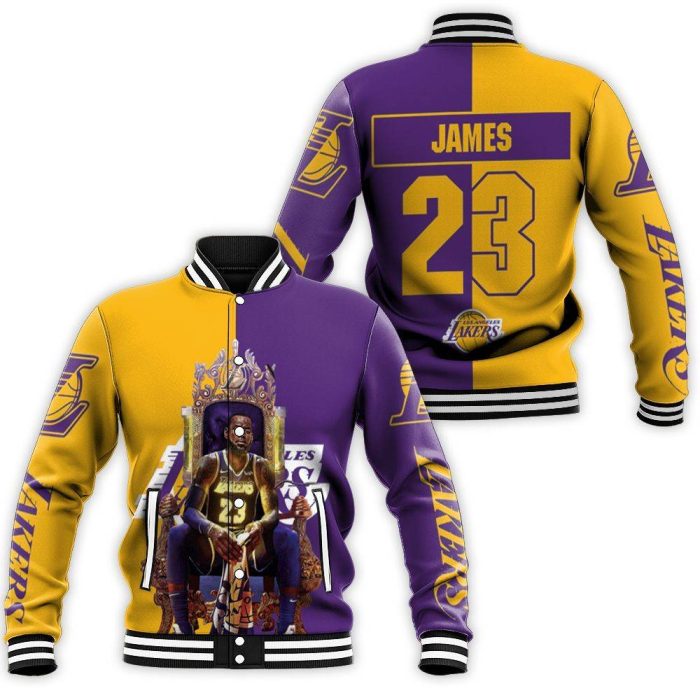 Lebron James On Throne Los Angles Lakers Legend 3D Printed Baseball Jacket