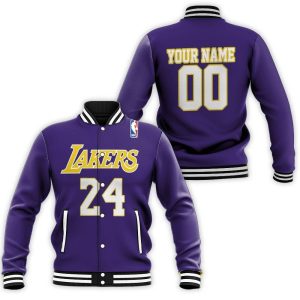 Los Angeles Lakers 24 Kobe Bryant Signature 3D Personalized Baseball Jacket