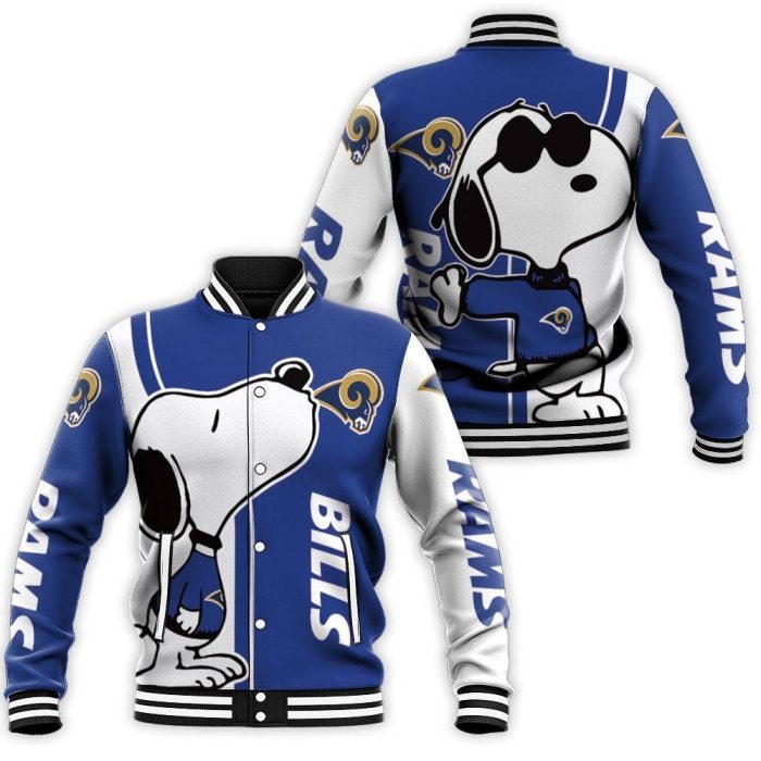 Los Angeles Rams Snoopy Lover 3D Printed Baseball Jacket