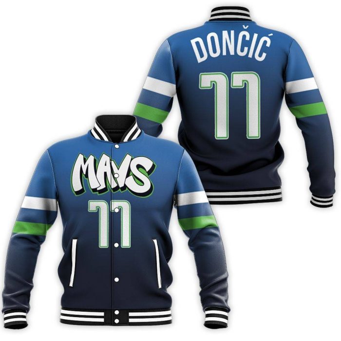 Luka Doncic Dallas Mavericks 2020 Blue City Edition Inspired Baseball Jacket