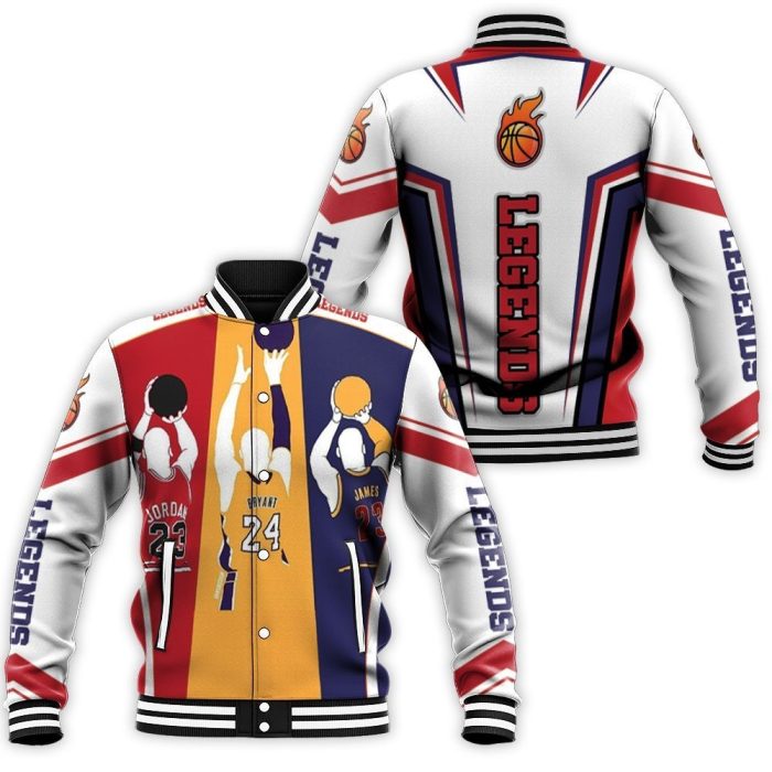 NBA Legend Michael Jordan Kobe Bryant Lebron James Three-Point Play Baseball Jacket