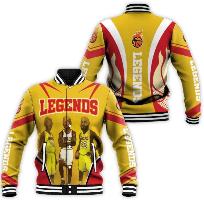 NBA Legend Michael Jorndan Kobe Bryant Lebron James Chibi Baseball Jacket