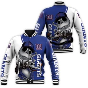 New York Giants Jack Skellington And Zero Baseball Jacket