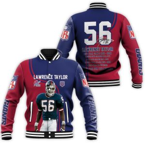 New York Giants Lawrence Taylor 56 Signature 3D Baseball Jacket