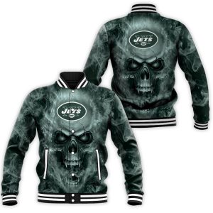 New York Jets NFL Fans Skull Baseball Jacket