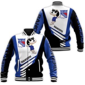 New York Rangers Snoopy For Fans 3D Baseball Jacket