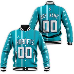 Personalized Charlotte Hornets Any Name 00 2020 NBA Aqua Team Inspired Style Baseball Jacket