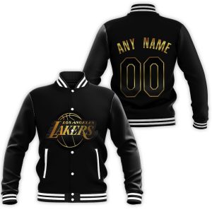 Personalized Los Angeles Lakers Any Name 00 Golden Edition Black Inspired Style Baseball Jacket