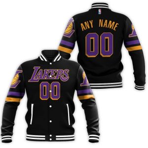 Personalized Los Angeles Lakers Any Name 2020-21 Earned Edition Black Inspired Style Baseball Jacket