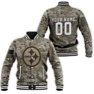 Pittsburgh Steelers Camouflage Pattern For Fans 3D Personalized Baseball Jacket