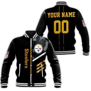 Pittsburgh Steelers NFL Here We Go Personalized Baseball Jacket
