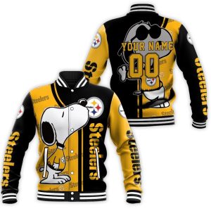 Pittsburgh Steelers Snoopy 3D Personalized Baseball Jacket