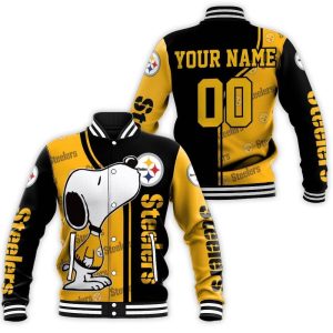 Pittsburgh Steelers Snoopy Personalized Baseball Jacket