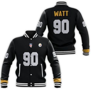 Pittsburgh Steelers T J Watt Black Inspired Style Baseball Jacket