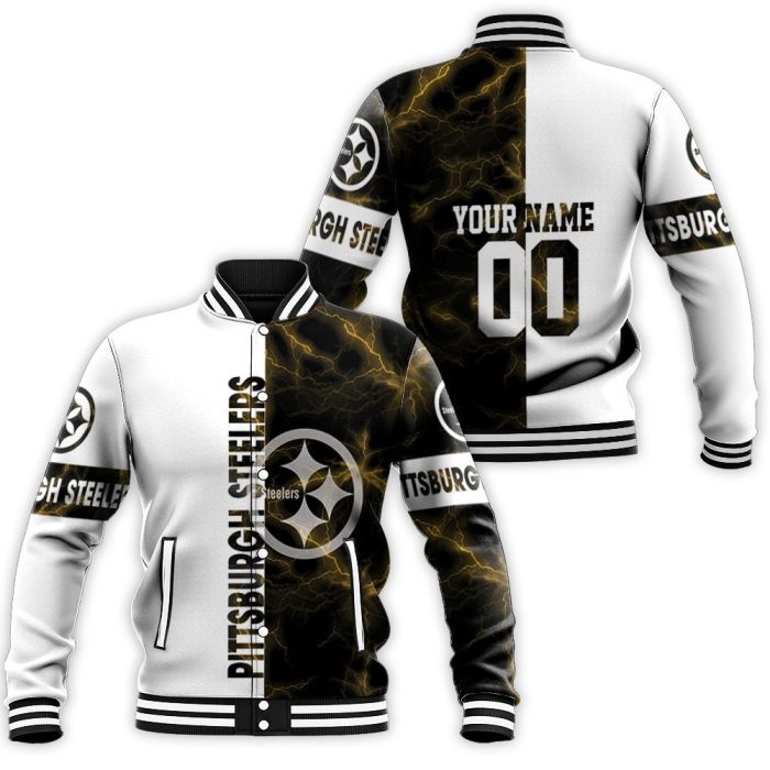 Pittsburgh Steelers Yellow For Fans 3D Personalized Baseball Jacket