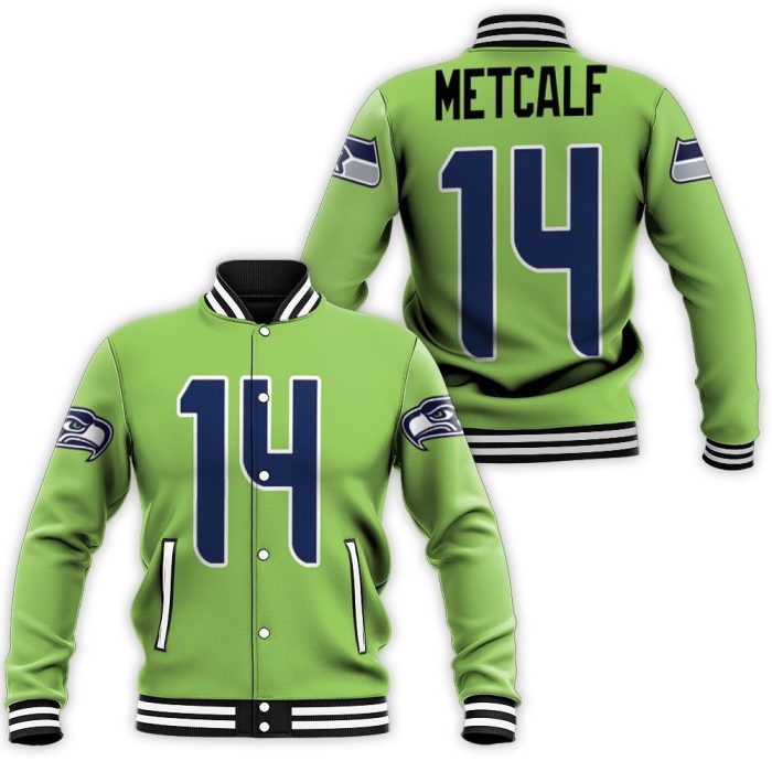 Seattle Seahawks D K Metcalf Green Color Rush Legend Inspired Baseball Jacket