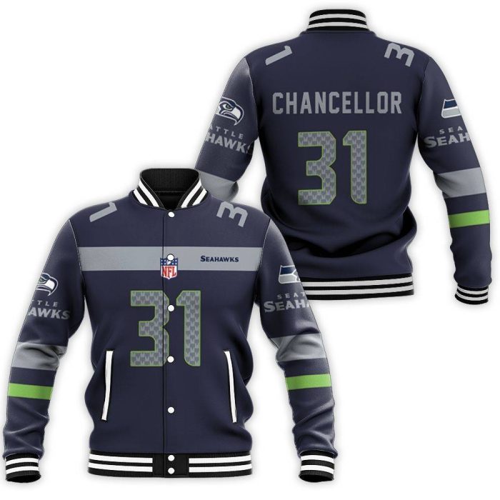 Seattle Seahawks Kam Chancellor Team Color Inspired Baseball Jacket