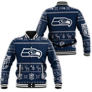 Seattle Seahawks Ugly Sweatshirt Christmas 3D Baseball Jacket