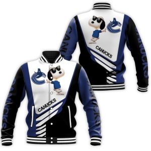 Vancouver Canucks Snoopy For Fans 3D Baseball Jacket