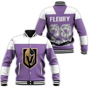 Vegas Golden Knights Marc-Andre Fleury 29 Purple Inspired Style Baseball Jacket