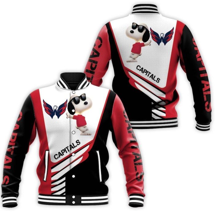 Washington Capitals Snoopy For Fans 3D Baseball Jacket