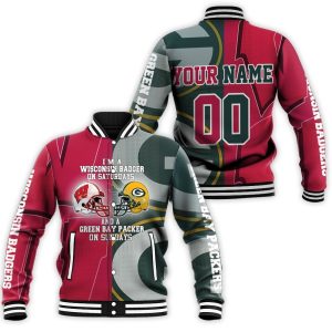 Wisconsin Badger On Saturdays And Green Bay Packer On Sundays 3D Personalized Baseball Jacket