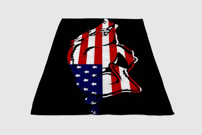 Arkansas Razorbacks Baseball American Flag Fleece Blanket Sherpa Blanket