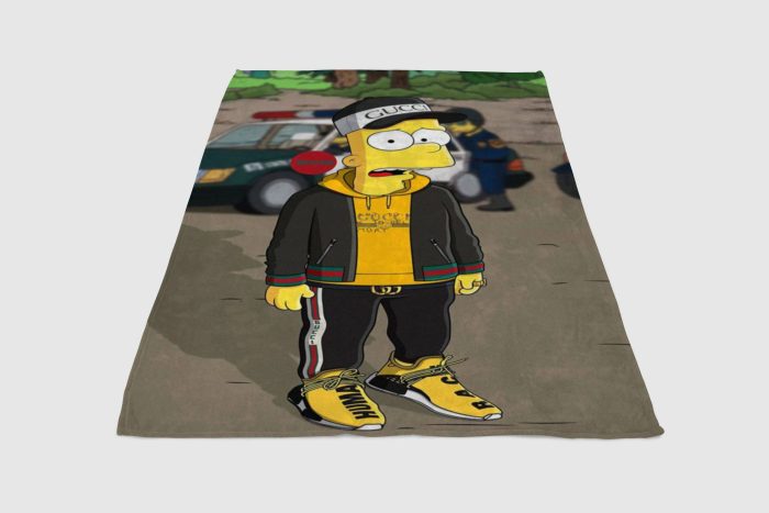 Bart Simpson Human Race Fleece Blanket Sherpa Blanket