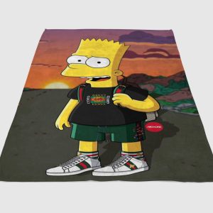 Bart Simpson North Face Fleece Blanket Sherpa Blanket