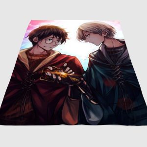 Draco And Harry Potter Anime Syle Fleece Blanket Sherpa Blanket