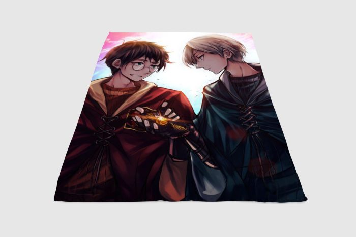 Draco And Harry Potter Anime Syle Fleece Blanket Sherpa Blanket