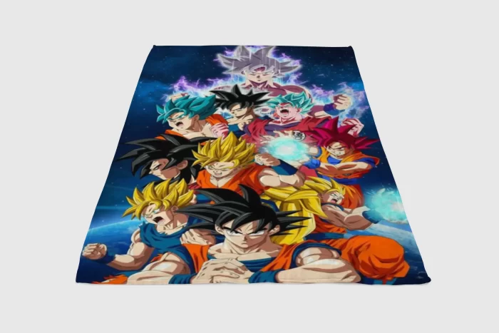 Goku All Transformation Wallpaper Fleece Blanket Sherpa Blanket