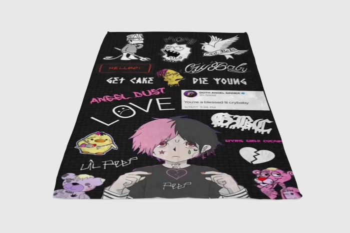 Lil Peep Wallpapers Anime Fleece Blanket Sherpa Blanket