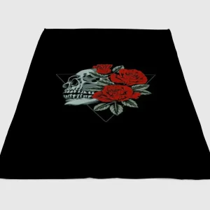 Skull Rose Wallpaper Fleece Blanket Sherpa Blanket