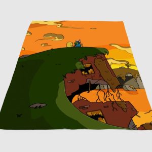 Sunset Finn And Jack Adventure Time Fleece Blanket Sherpa Blanket