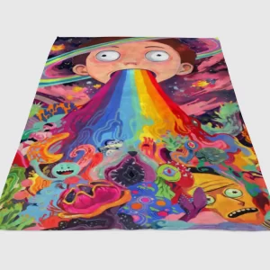 Trippy Rick And Morty Art Fleece Blanket Sherpa Blanket