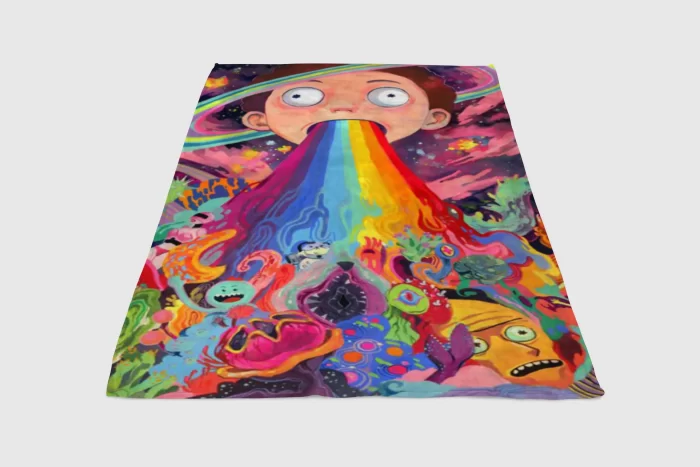 Trippy Rick And Morty Art Fleece Blanket Sherpa Blanket