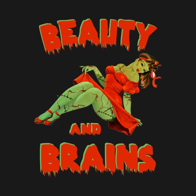 Zombie Pin Up Girl Halloween Beauty Brains Model Cute T Shirt Verymarts
