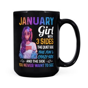 Alternative view of January Girl With Three Sides Women's Gift - Black Mug