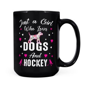 Alternative view of Just A Girl Who Loves Dogs And Ice Hockey Dog Lover Gift - Black Mug