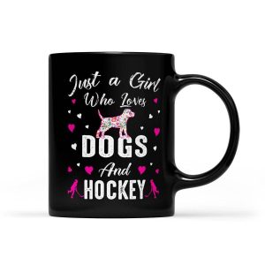 Just A Girl Who Loves Dogs And Ice Hockey Dog Lover Gift - Black Mug