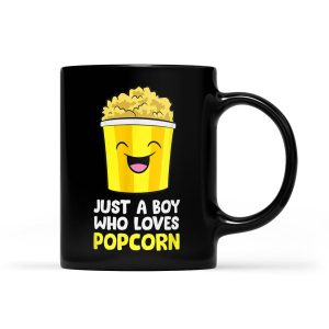 Just a Boy Who Loves Popcorn Cinema Movie Watching Popcorn - Black Mug