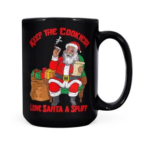 Alternative view of Keep The Cookies Leave Santa A Spliff Cannabis Christmas - Black Mug