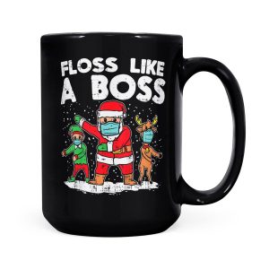 Alternative view of Kids Floss Boss Dance Santa Reindeer Face Mask Christmas Gift - Black Mug