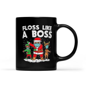 Kids Floss Boss Dance Santa Reindeer Face Mask Christmas Gift - Black Mug