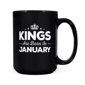 Alternative view of Kings Are Born In January - Black Mug