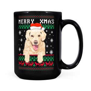 Alternative view of Labrador Merry Xmas ugly Christmas - Black Mug