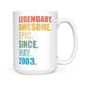 Alternative view of Legendary Awesome Epic Since May 2003 18 Years Old - White Mug
